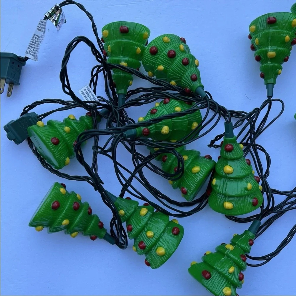 2 Sets Novelty Christmas Tree Blow Mold Plastic String Lights Strands